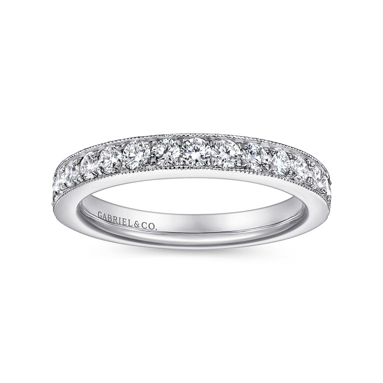 Straight Wedding Ring in 14k White Gold with Round Natural Diamond at Gabriel & Co. - Shot 4