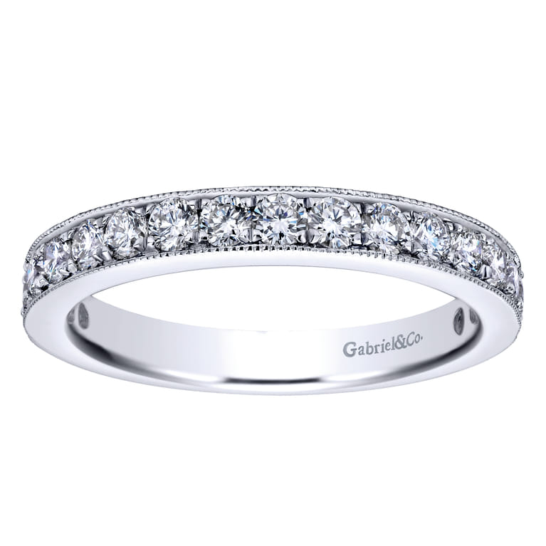Straight Wedding Ring in 14k White Gold with Round Natural Diamond at Gabriel & Co. - Shot 5
