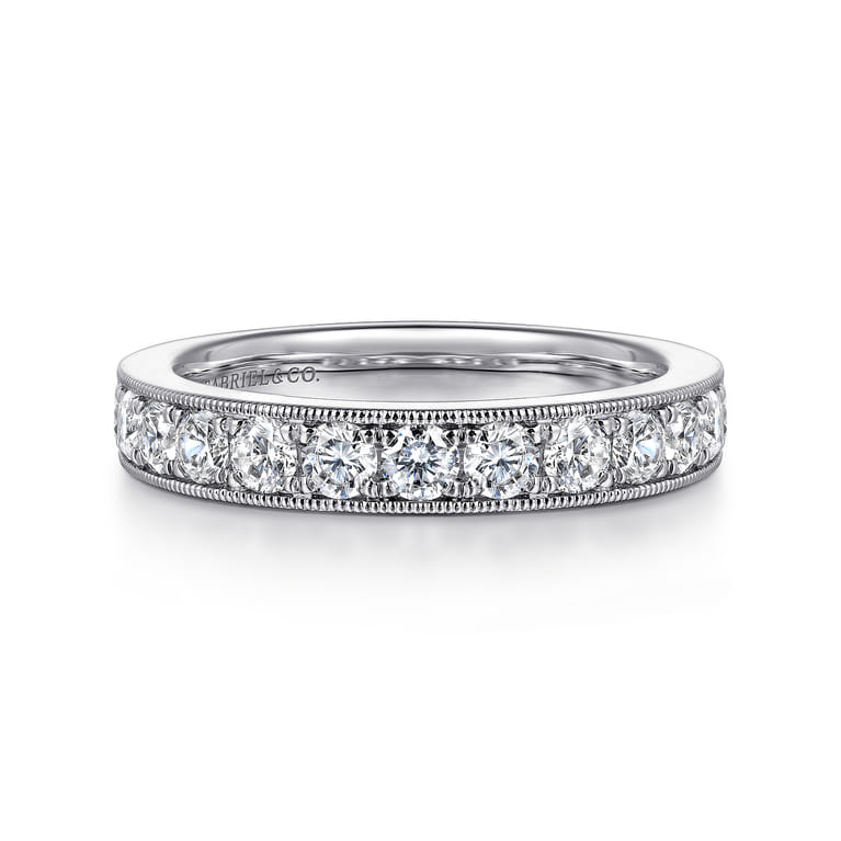 Straight Wedding Ring in 14k White Gold with Round Natural Diamond at Gabriel & Co. - Shot 1