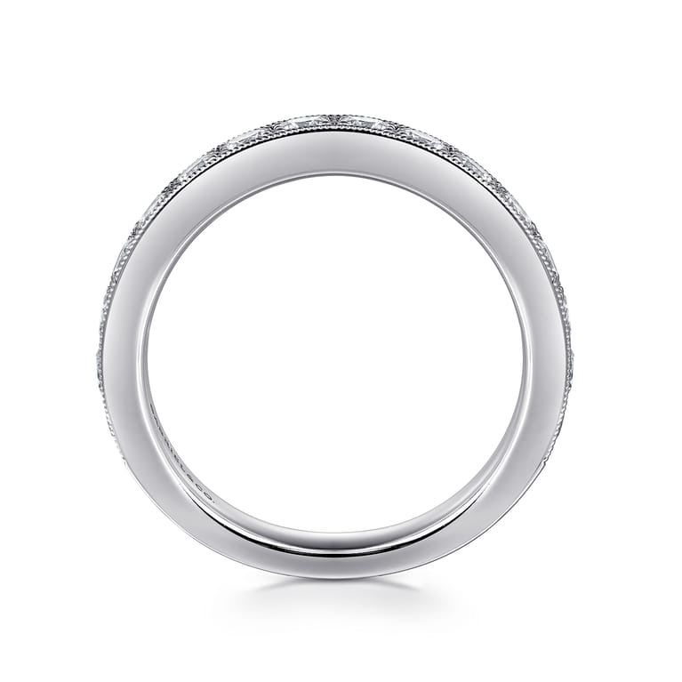 Straight Wedding Ring in 14k White Gold with Round Natural Diamond at Gabriel & Co. - Shot 2