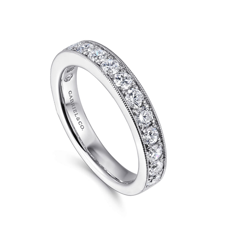 Straight Wedding Ring in 14k White Gold with Round Natural Diamond at Gabriel & Co. - Shot 3