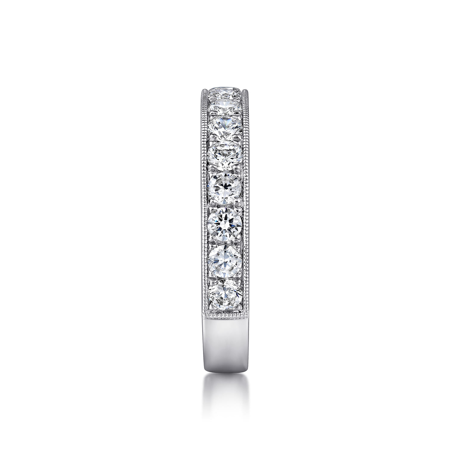 Straight Wedding Ring in 14k White Gold with Round Natural Diamond at Gabriel & Co. - Shot 4