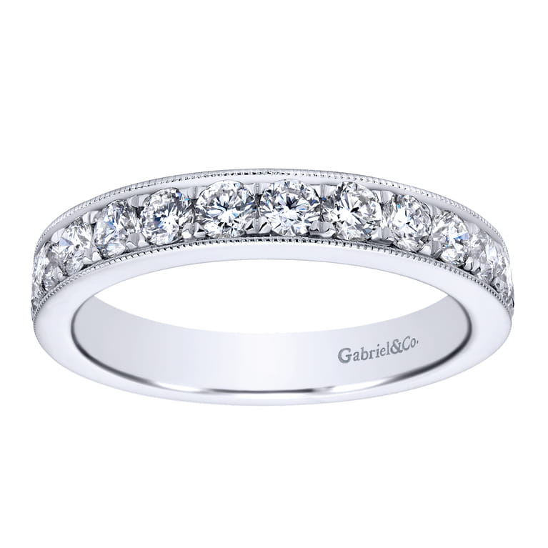 Straight Wedding Ring in 14k White Gold with Round Natural Diamond at Gabriel & Co. - Shot 5