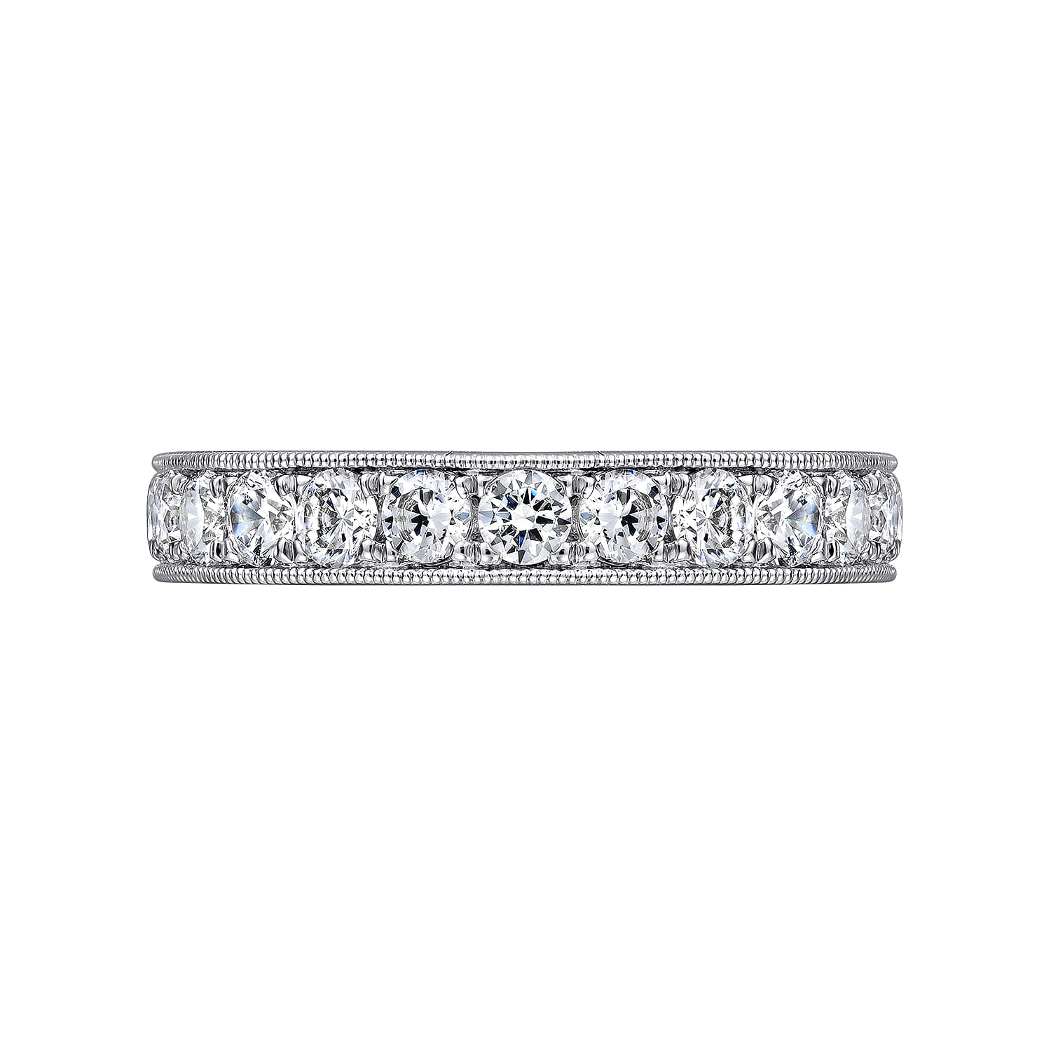 Straight Wedding Ring in 14k White Gold with Round Natural Diamond at Gabriel & Co. - Shot 6