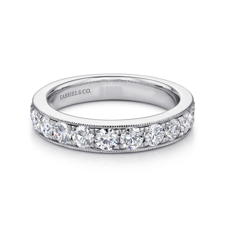 Straight Wedding Ring in 14k White Gold with Round Natural Diamond at Gabriel & Co. - Shot 1