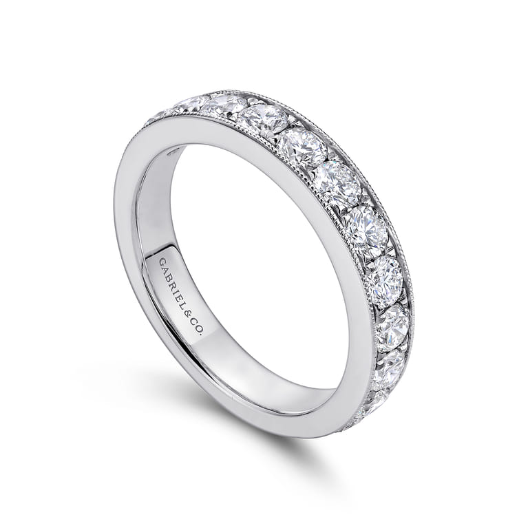 Straight Wedding Ring in 14k White Gold with Round Natural Diamond at Gabriel & Co. - Shot 3