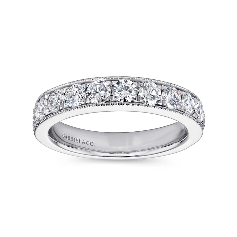Straight Wedding Ring in 14k White Gold with Round Natural Diamond at Gabriel & Co. - Shot 4