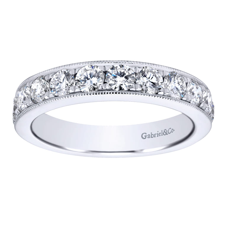 Straight Wedding Ring in 14k White Gold with Round Natural Diamond at Gabriel & Co. - Shot 5
