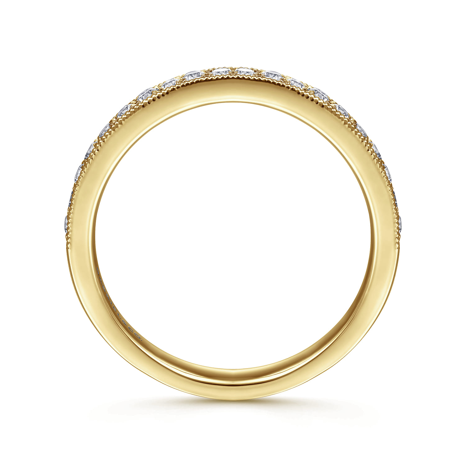 Straight Wedding Ring in 14k Yellow Gold with Round Natural Diamond at Gabriel & Co. - Shot 2