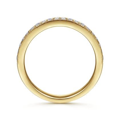 Padua - 14K Yellow Gold Micro Pave Channel Diamond Wedding Band with Milgrain