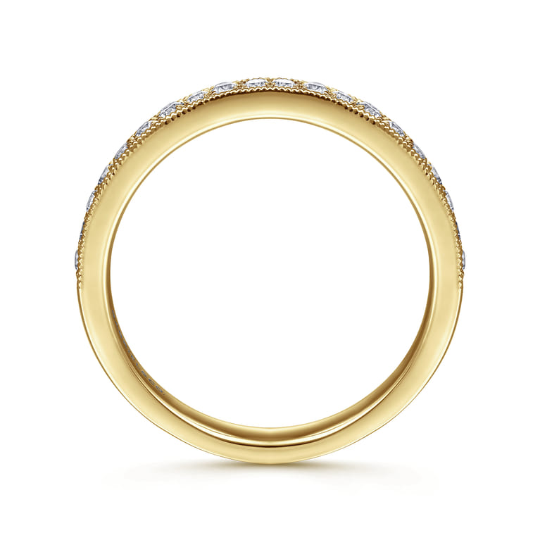 Straight Wedding Ring in 14k Yellow Gold with Round Natural Diamond at Gabriel & Co. - Shot 2