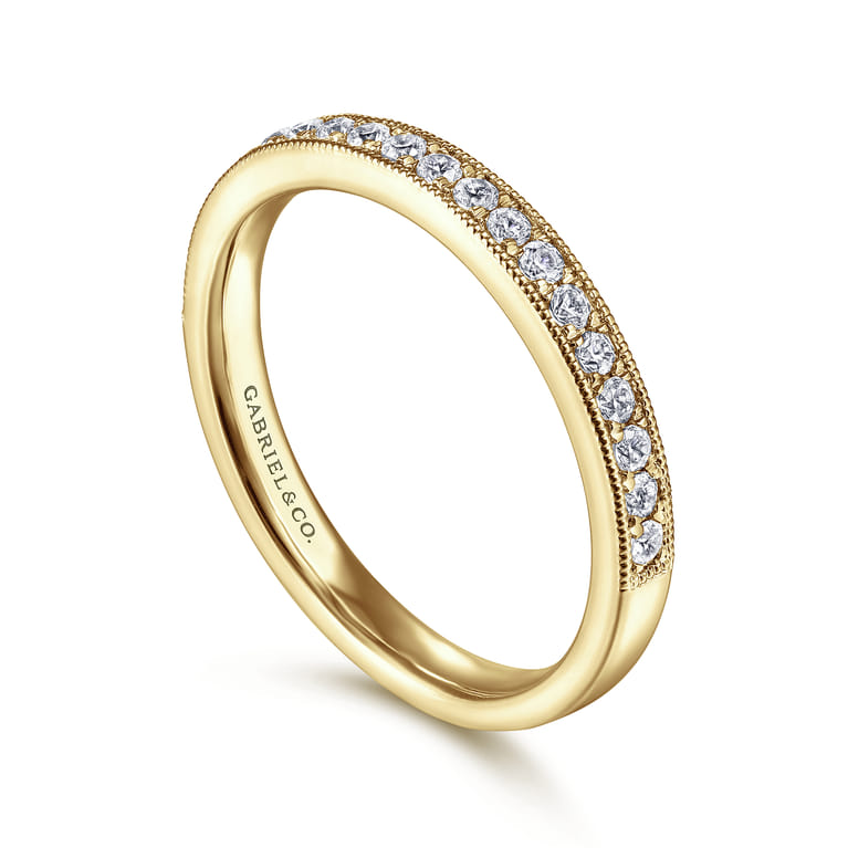 Straight Wedding Ring in 14k Yellow Gold with Round Natural Diamond at Gabriel & Co. - Shot 3