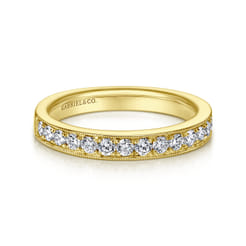 Padua - 14K Yellow Gold Micro Pave Channel Diamond Wedding Band with Milgrain
