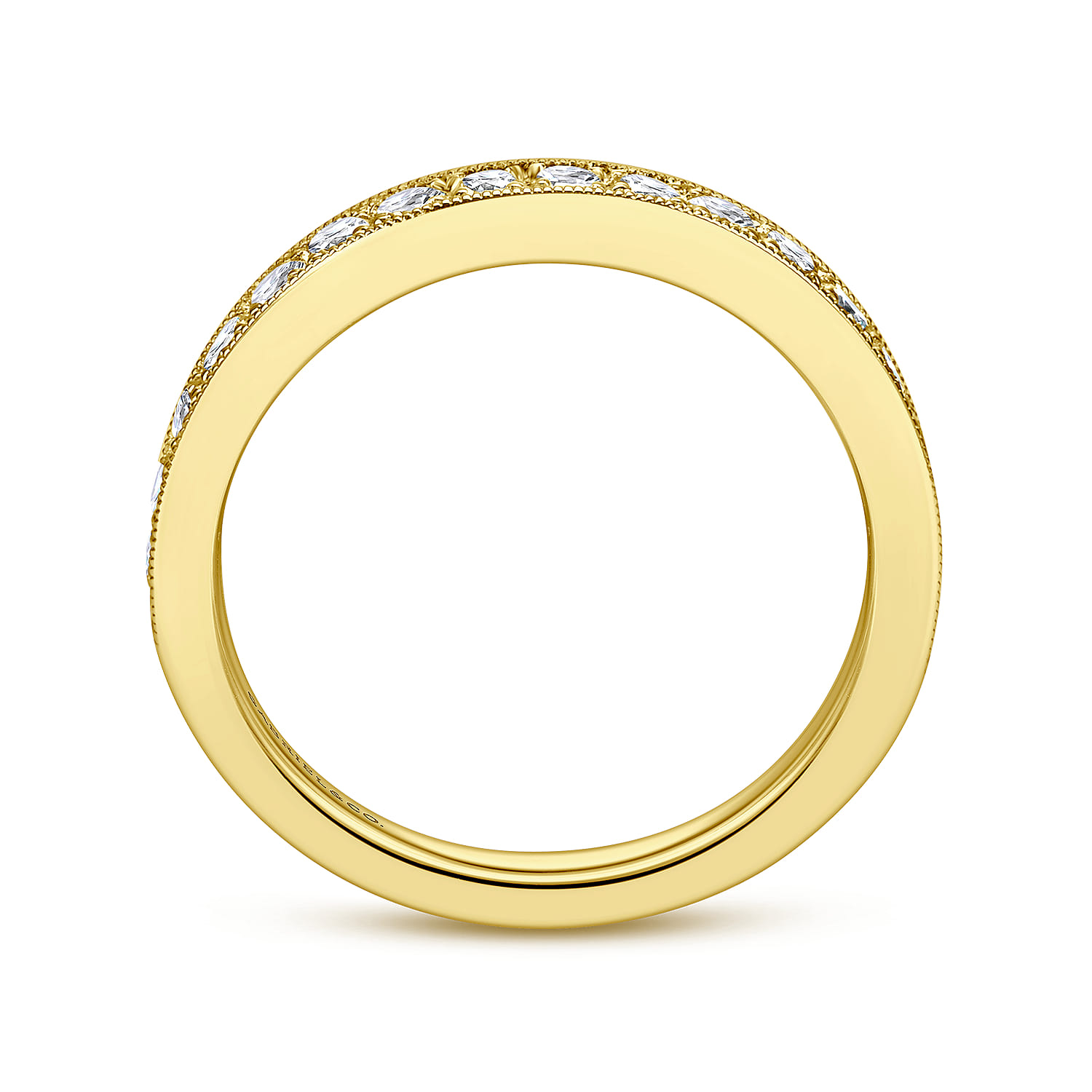 Straight Wedding Ring in 14k Yellow Gold with Round Natural Diamond at Gabriel & Co. - Shot 2