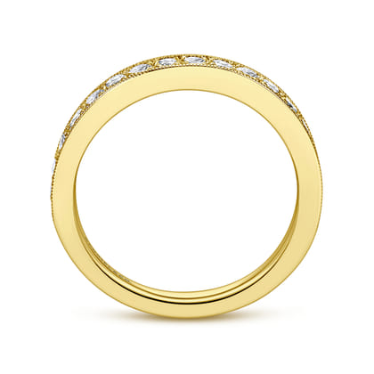 Padua - 14K Yellow Gold Micro Pave Channel Diamond Wedding Band with Milgrain