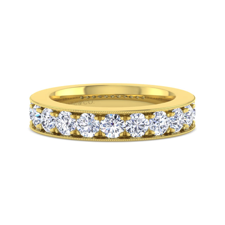 Straight Wedding Ring in 14k Yellow Gold with Round Natural Diamond at Gabriel & Co. - Shot 1