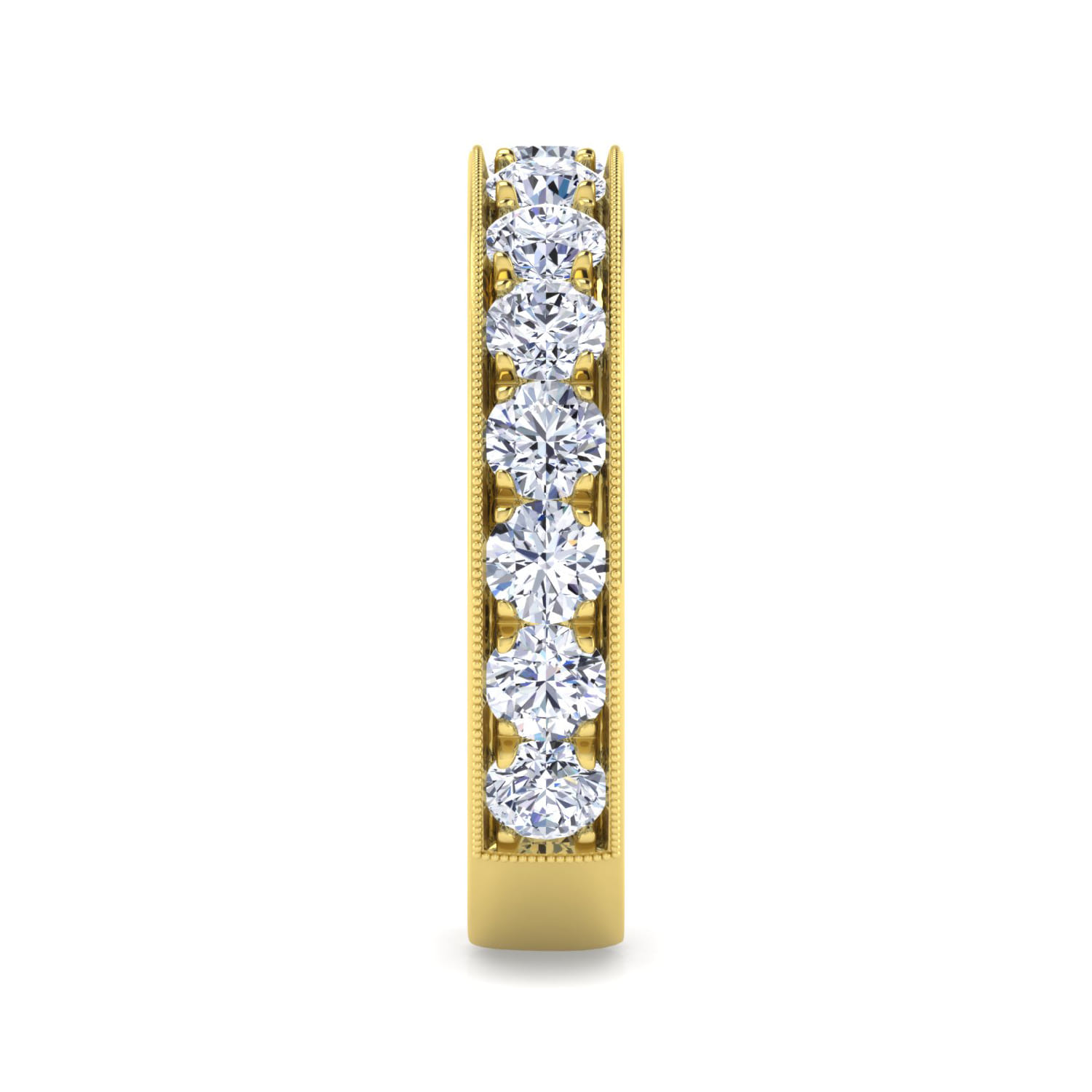 Straight Wedding Ring in 14k Yellow Gold with Round Natural Diamond at Gabriel & Co. - Shot 4
