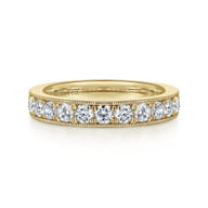 Padua - 14K Yellow Gold Micro Pave Set Diamond Wedding Band with Milgrain