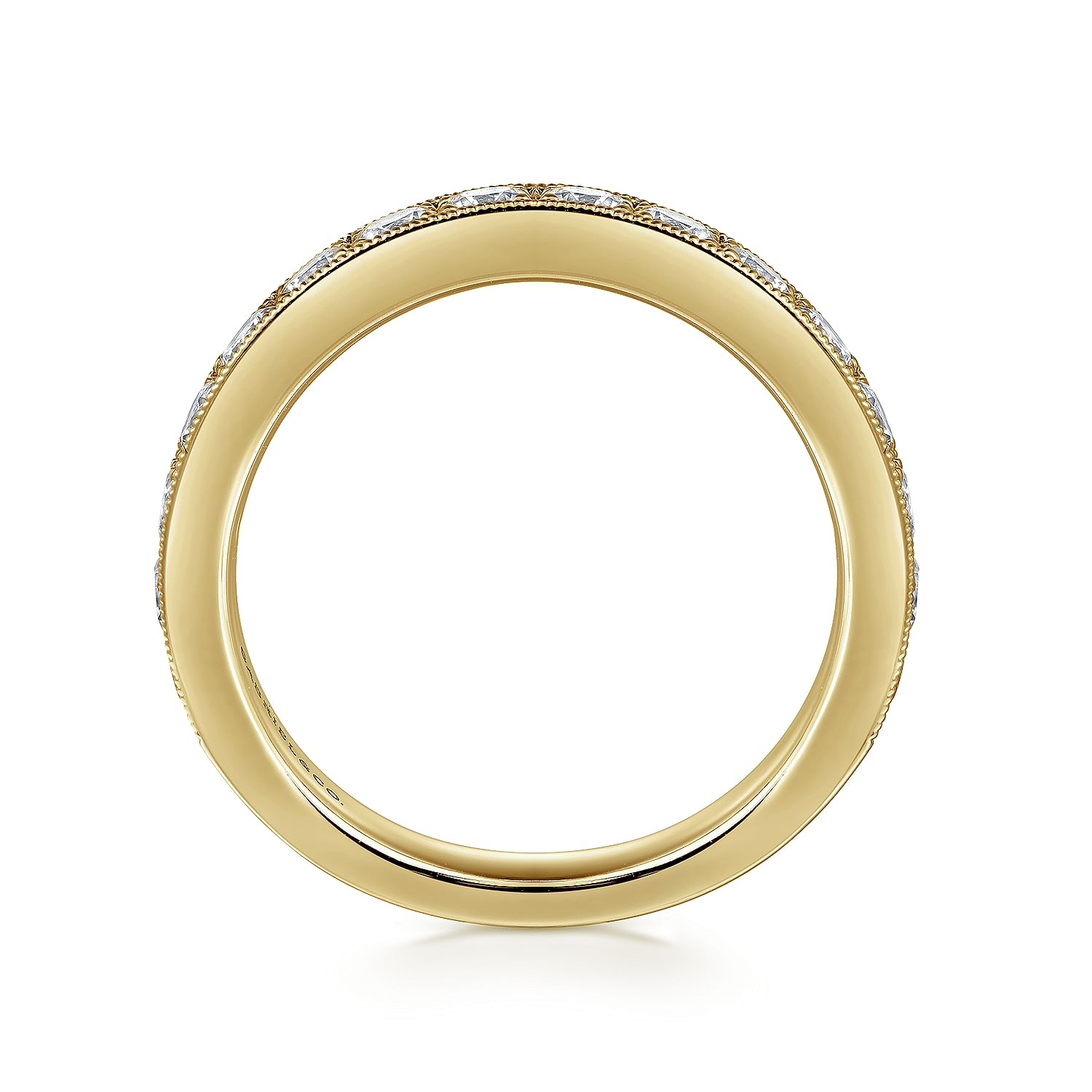 Straight Wedding Ring in 14k Yellow Gold with Round Natural Diamond at Gabriel & Co. - Shot 2