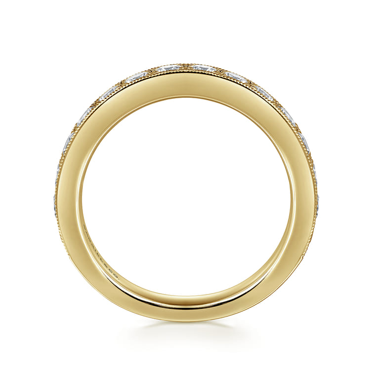 Straight Wedding Ring in 14k Yellow Gold with Round Natural Diamond at Gabriel & Co. - Shot 2