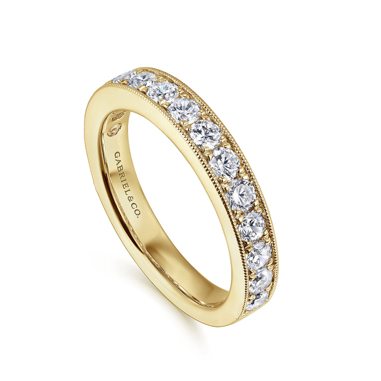 Straight Wedding Ring in 14k Yellow Gold with Round Natural Diamond at Gabriel & Co. - Shot 3