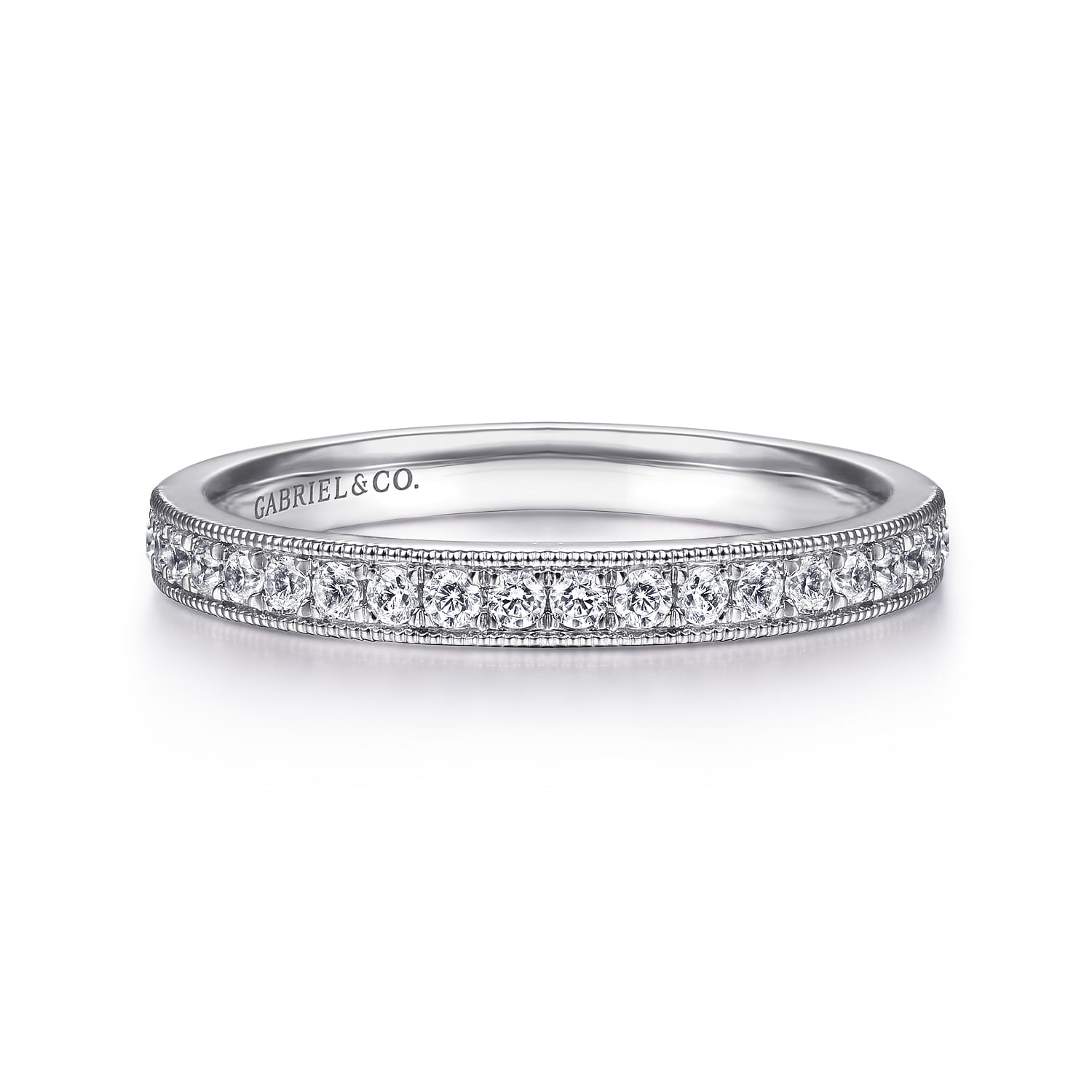 Straight Wedding Ring in Platinum with Round Natural Diamond at Gabriel & Co. - Shot 1