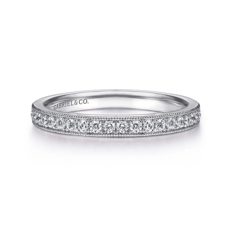 Straight Wedding Ring in Platinum with Round Natural Diamond at Gabriel & Co. - Shot 1