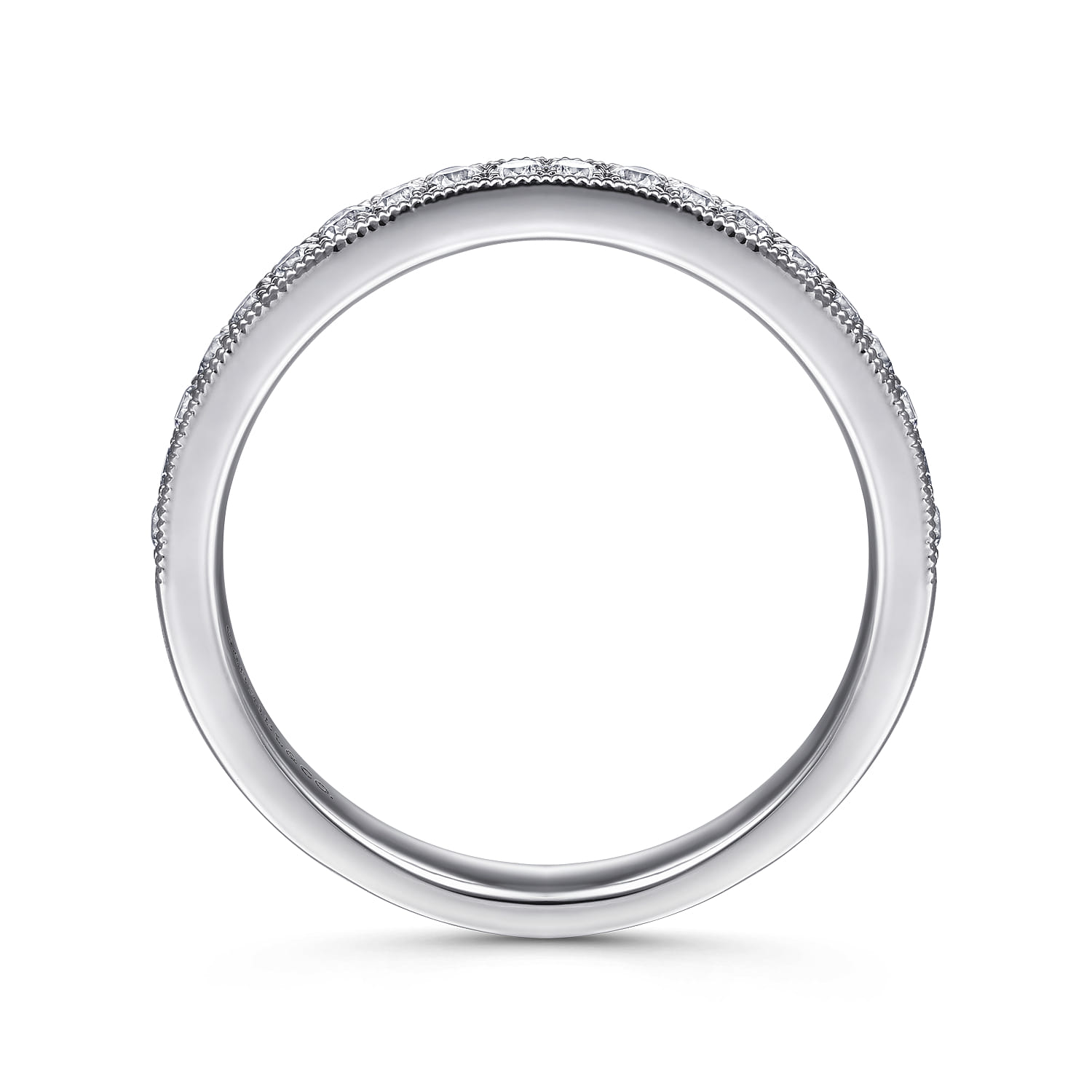 Straight Wedding Ring in Platinum with Round Natural Diamond at Gabriel & Co. - Shot 2