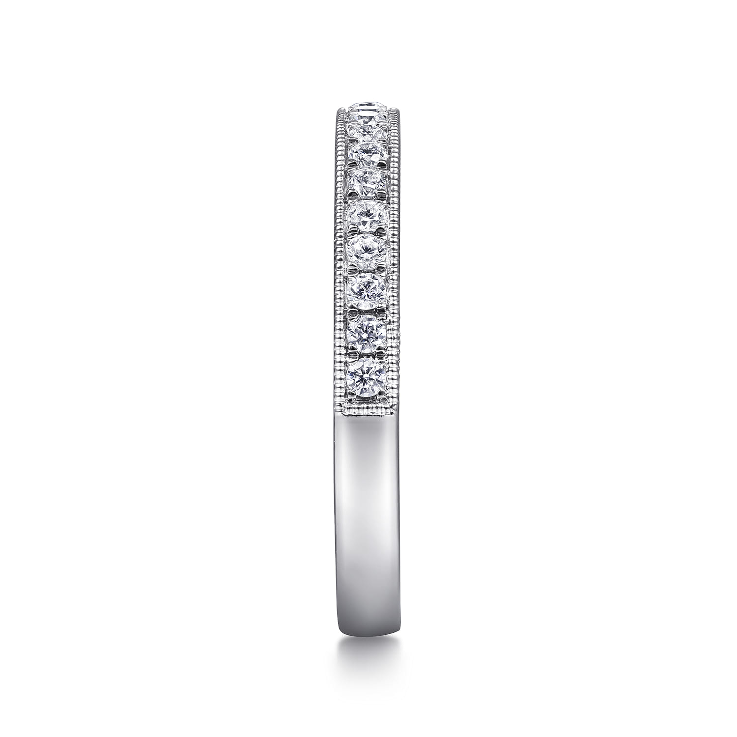 Straight Wedding Ring in Platinum with Round Natural Diamond at Gabriel & Co. - Shot 4