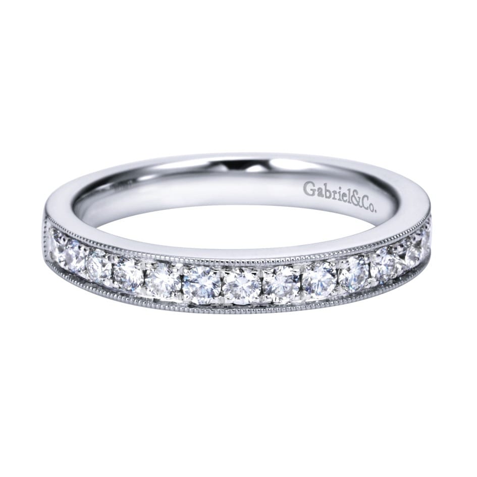 Straight Wedding Ring in Platinum with Round Natural Diamond at Gabriel & Co. - Shot 1