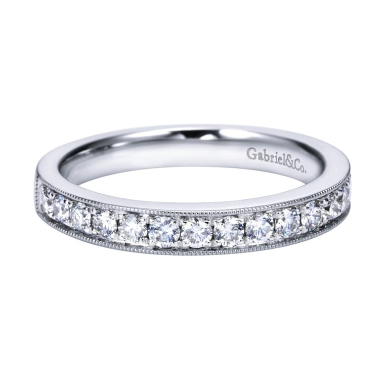 Straight Wedding Ring in Platinum with Round Natural Diamond at Gabriel & Co. - Shot 1