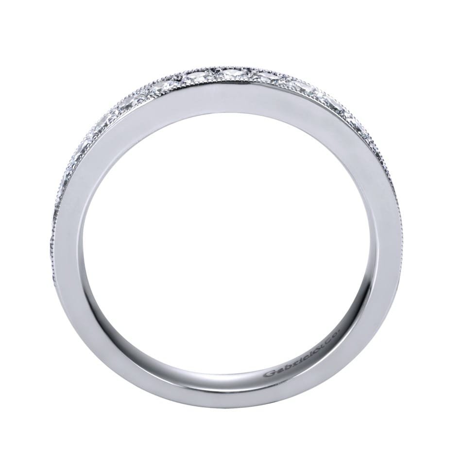 Straight Wedding Ring in Platinum with Round Natural Diamond at Gabriel & Co. - Shot 2