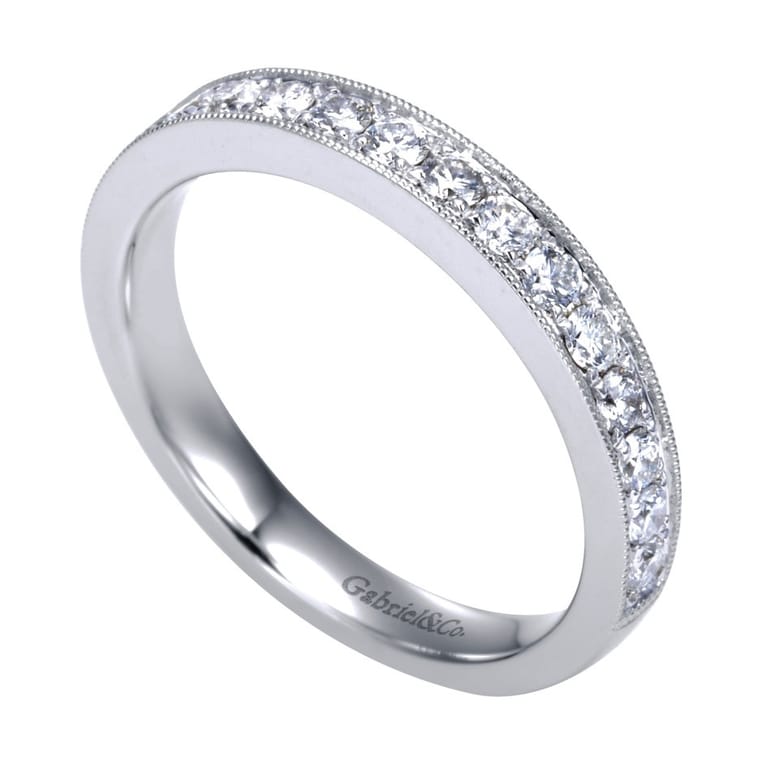 Straight Wedding Ring in Platinum with Round Natural Diamond at Gabriel & Co. - Shot 3