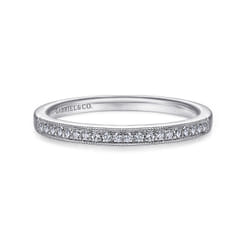Padua - Vintage Inspired 14K White Gold Micro Pave Set Diamond Wedding Band