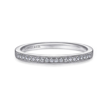 Padua - Vintage Inspired 14K White Gold Micro Pave Set Diamond Wedding Band