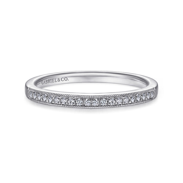 Straight Wedding Ring in 14k White Gold with Round Natural Diamond at Gabriel & Co. - Shot 1