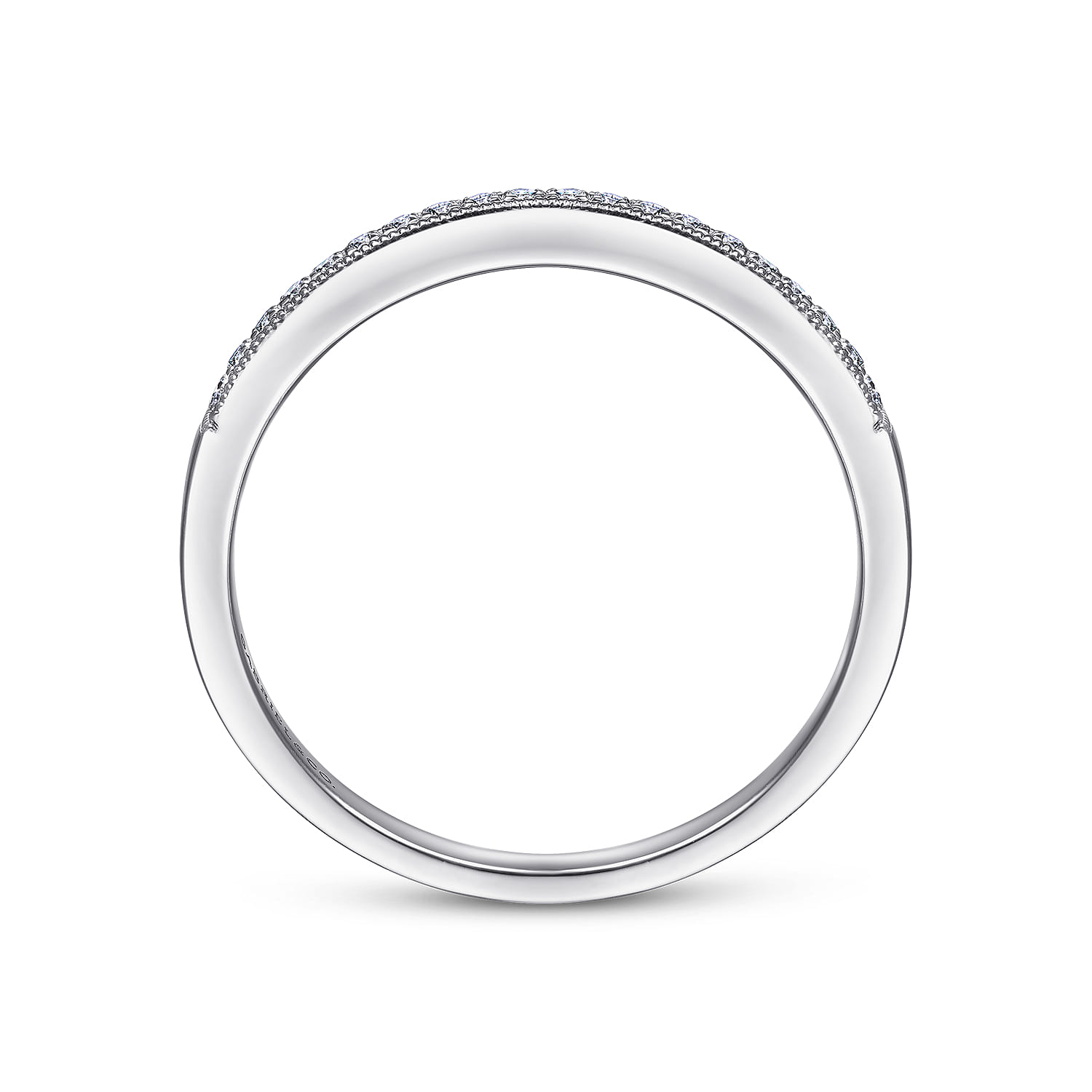 Straight Wedding Ring in 14k White Gold with Round Natural Diamond at Gabriel & Co. - Shot 2