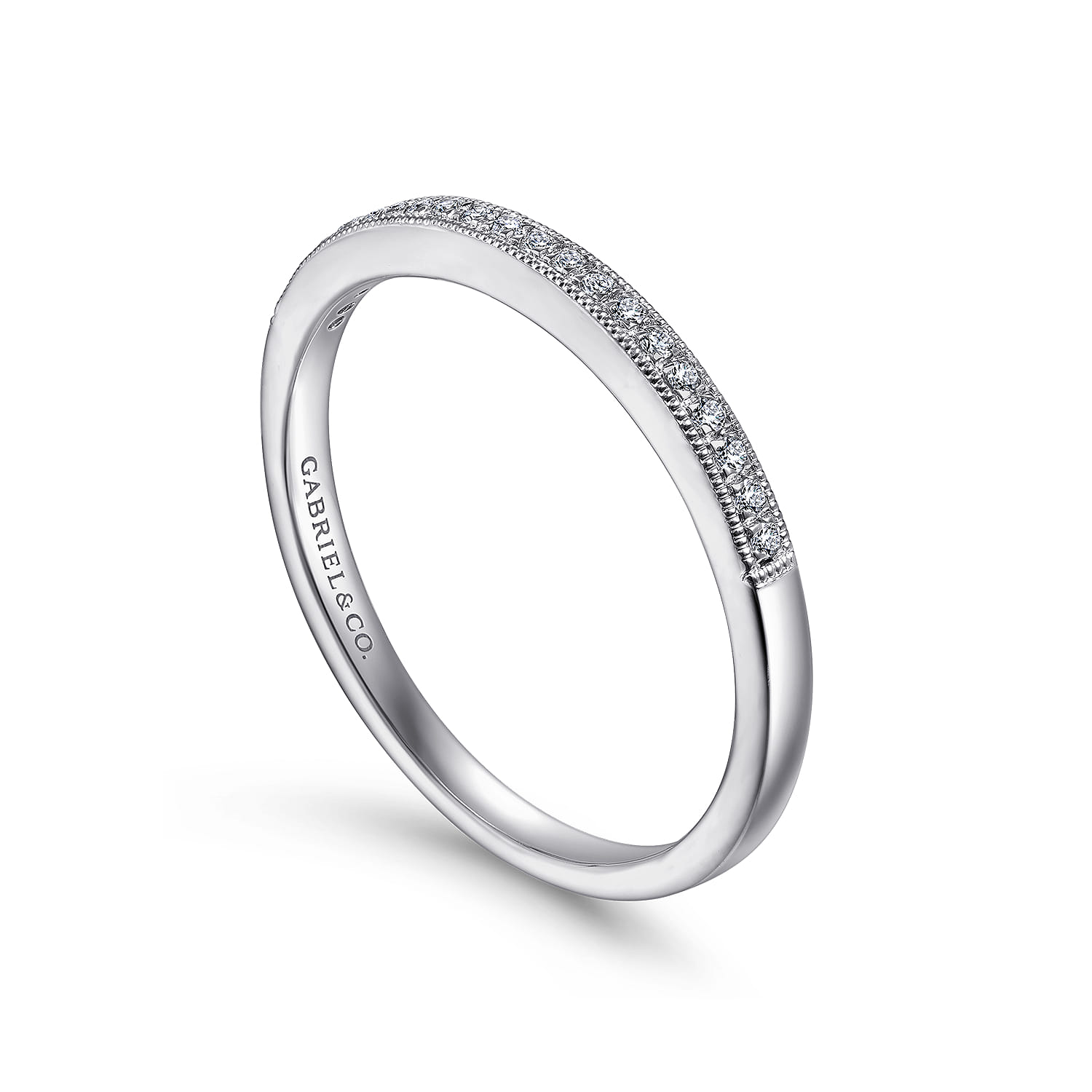 Straight Wedding Ring in 14k White Gold with Round Natural Diamond at Gabriel & Co. - Shot 3