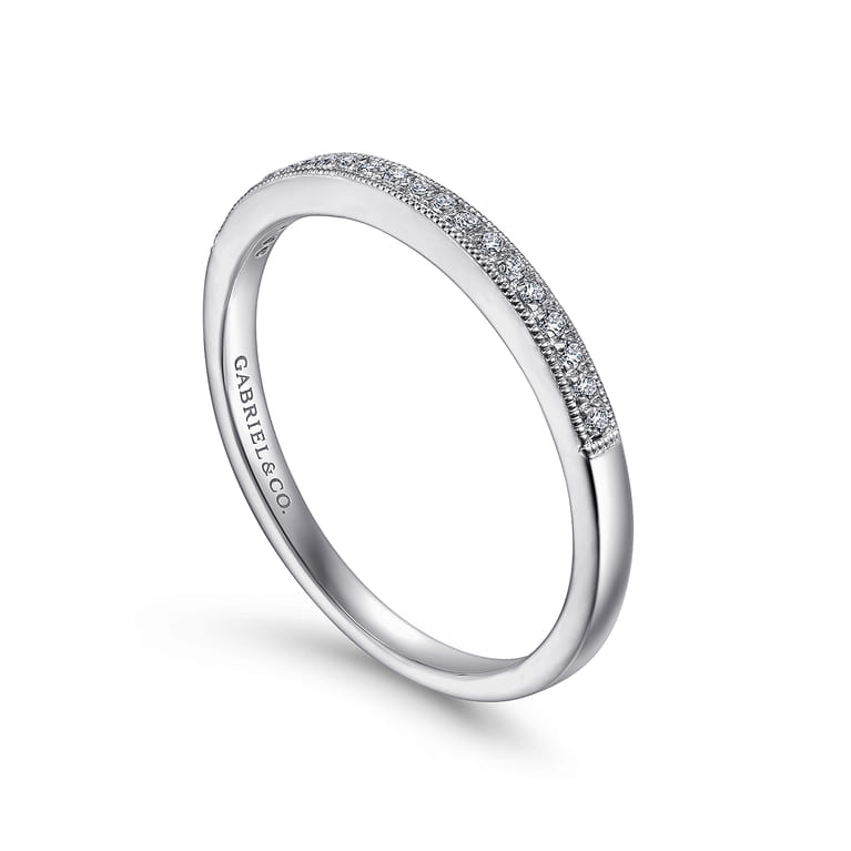 Straight Wedding Ring in 14k White Gold with Round Natural Diamond at Gabriel & Co. - Shot 3