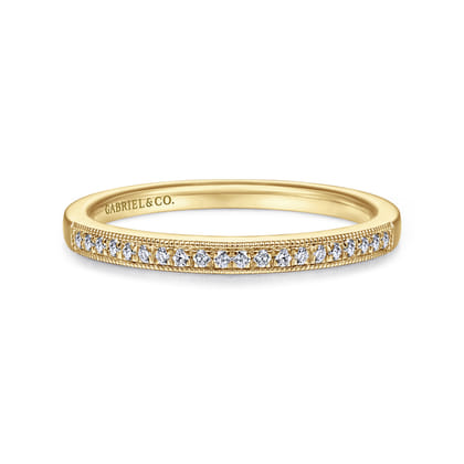Padua - Vintage Inspired 14K Yellow Gold Micro Pave Set Diamond Wedding Band