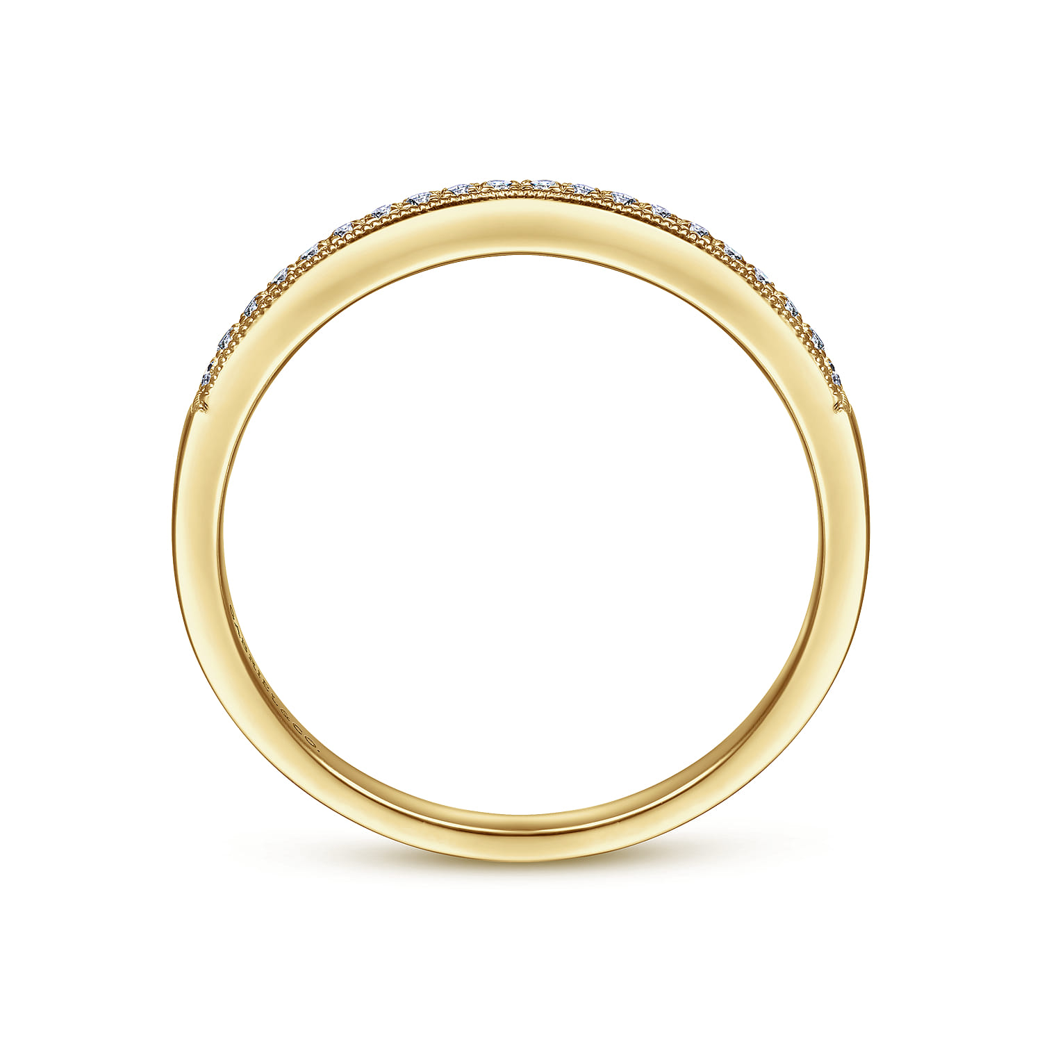 Straight Wedding Ring in 14k Yellow Gold with Round Natural Diamond at Gabriel & Co. - Shot 2