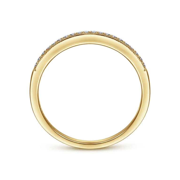 Straight Wedding Ring in 14k Yellow Gold with Round Natural Diamond at Gabriel & Co. - Shot 2