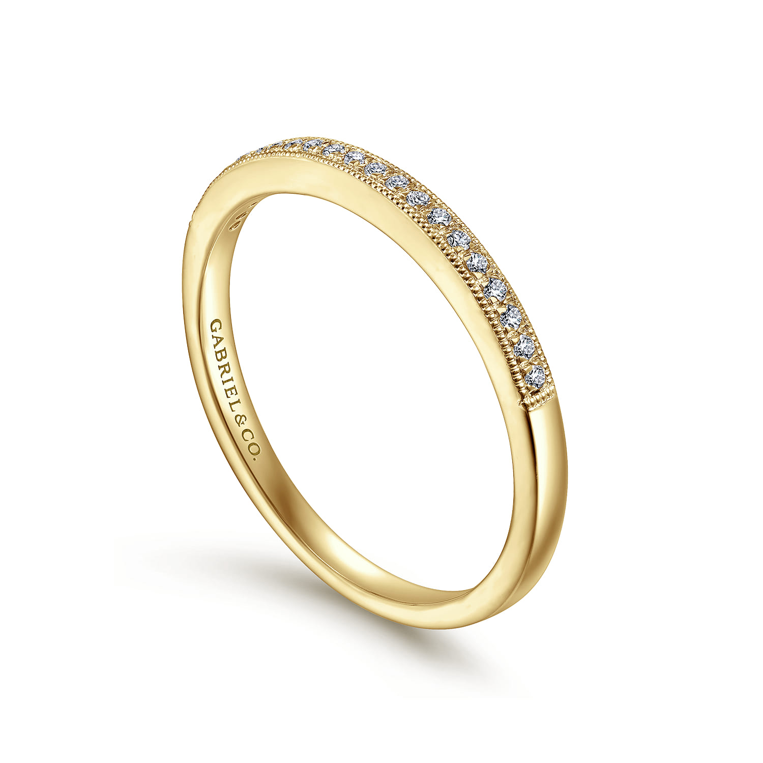 Straight Wedding Ring in 14k Yellow Gold with Round Natural Diamond at Gabriel & Co. - Shot 3