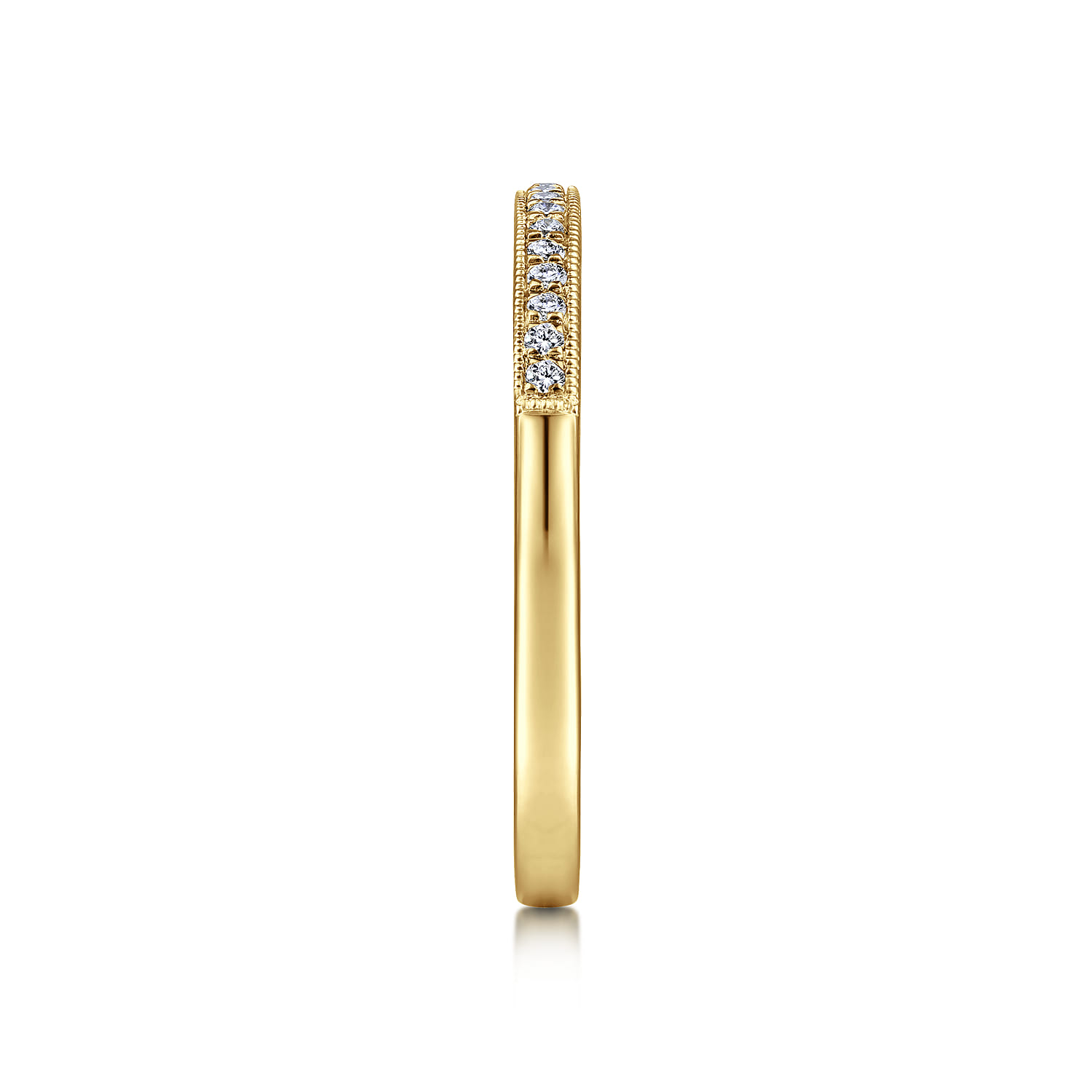 Straight Wedding Ring in 14k Yellow Gold with Round Natural Diamond at Gabriel & Co. - Shot 4