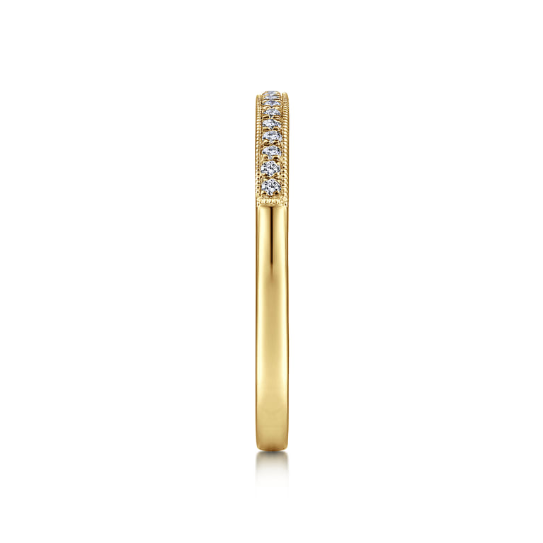 Straight Wedding Ring in 14k Yellow Gold with Round Natural Diamond at Gabriel & Co. - Shot 4