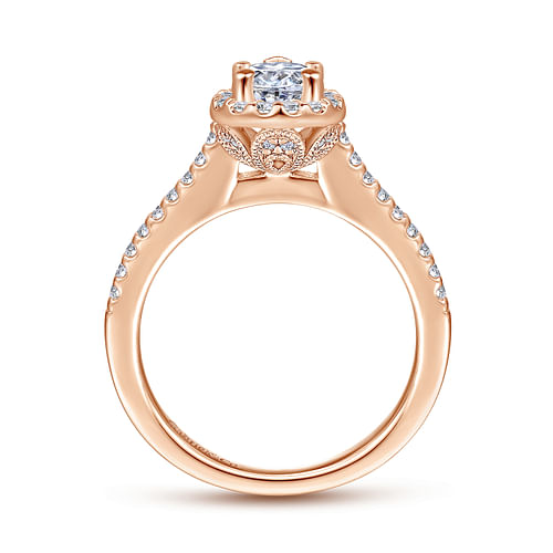 Paige - 14K Rose Gold Pear Shape Halo Diamond Engagement Ring - 0.3 ct - Shot 2