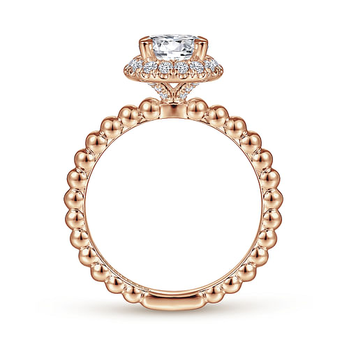 Pamina - 14K Rose Gold Round Halo Diamond Engagement Ring - 0.22 ct - Shot 2