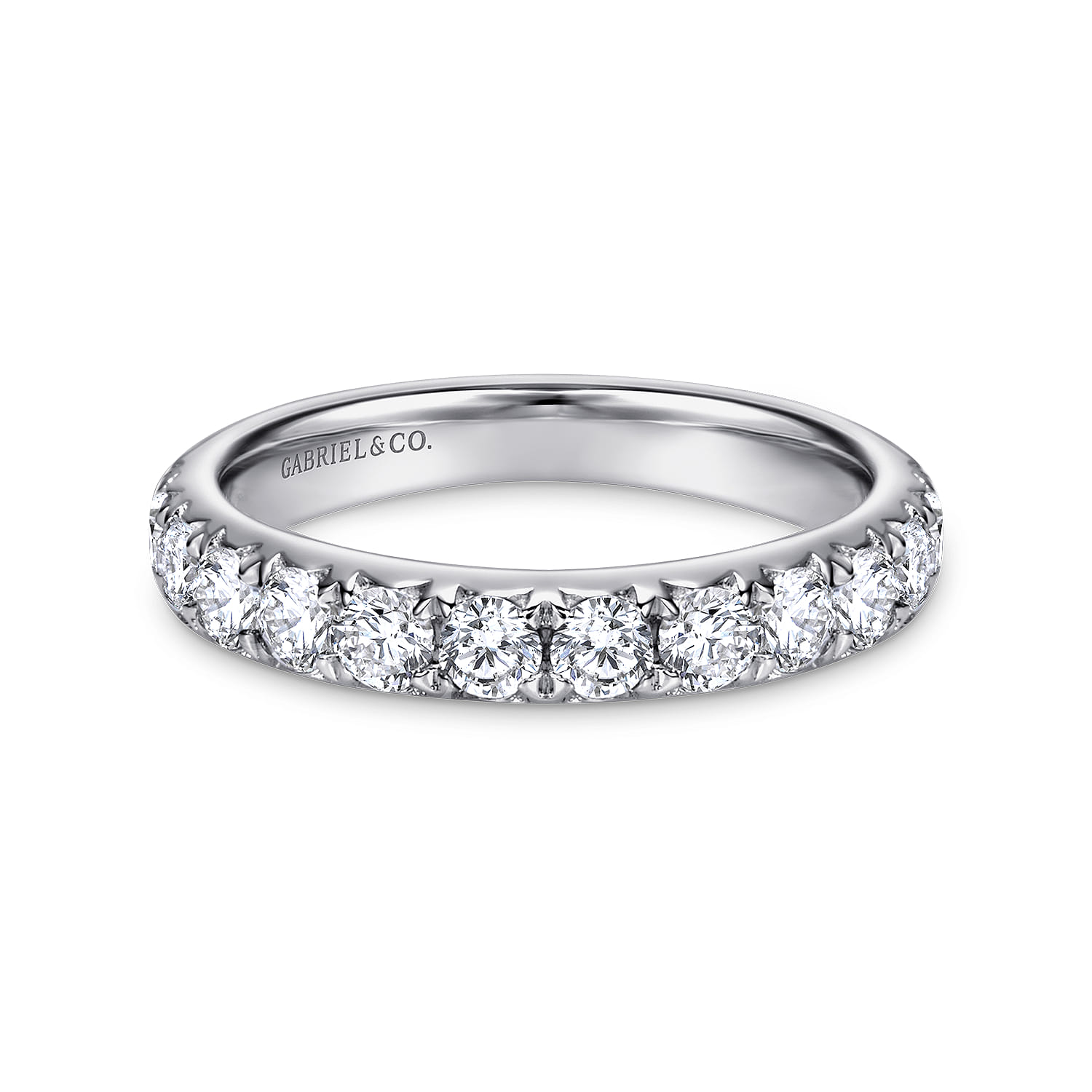 Straight Wedding Ring in 14k White Gold with Round Natural Diamond at Gabriel & Co. - Shot 1