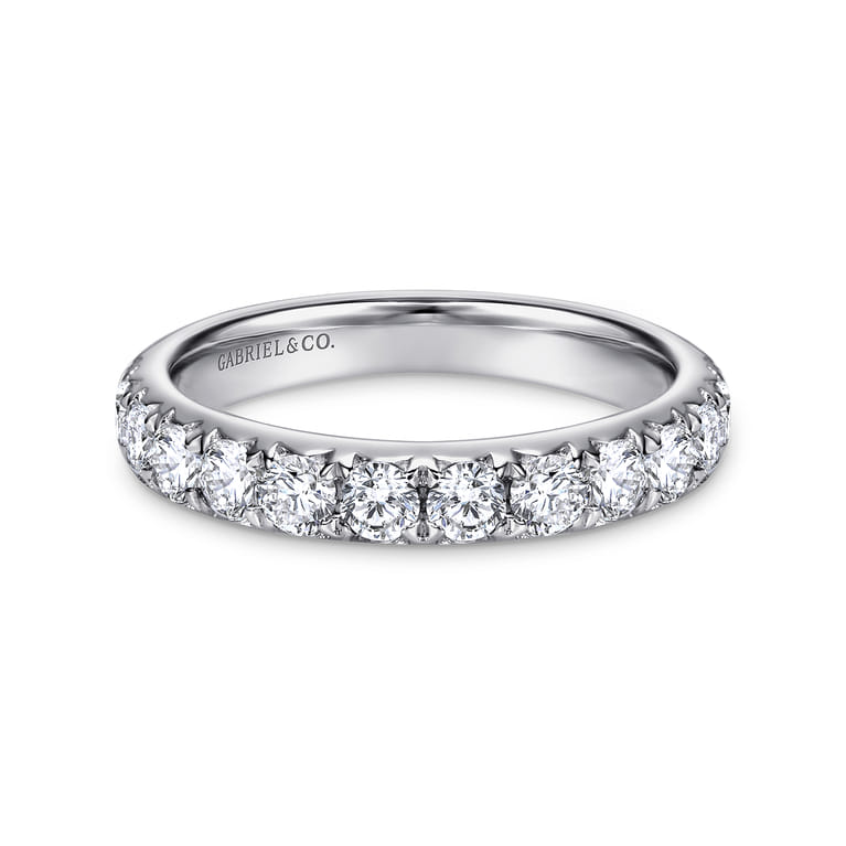 Straight Wedding Ring in 14k White Gold with Round Natural Diamond at Gabriel & Co. - Shot 1