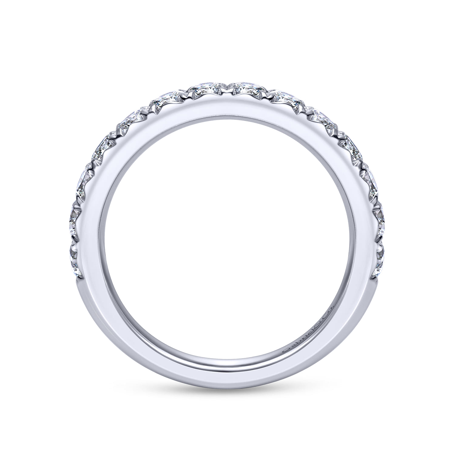 Straight Wedding Ring in 14k White Gold with Round Natural Diamond at Gabriel & Co. - Shot 2